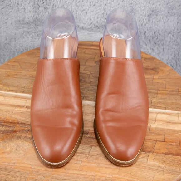 J. Crew Factory Heeled Mules in Warm Sepia Size 6.5 Brown Clog J.Crew - Picture 2 of 7